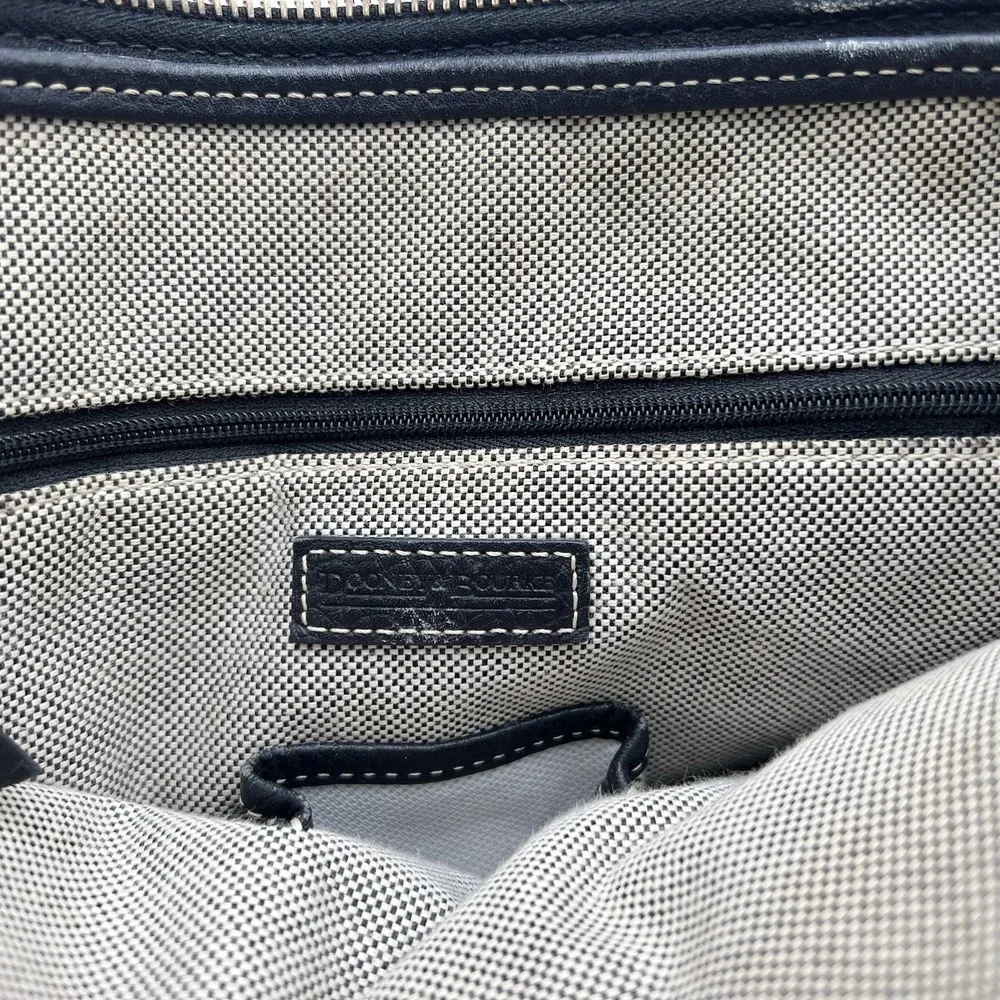 Vintage Dooney & Bourke Black Large Leather Double Handle Zipper Shoulder Bag - Picture 7 of 9